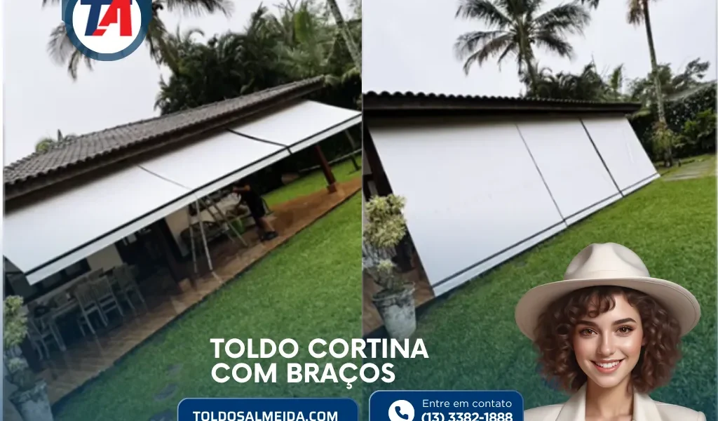 Toldo cortina com braços em Praia Grande